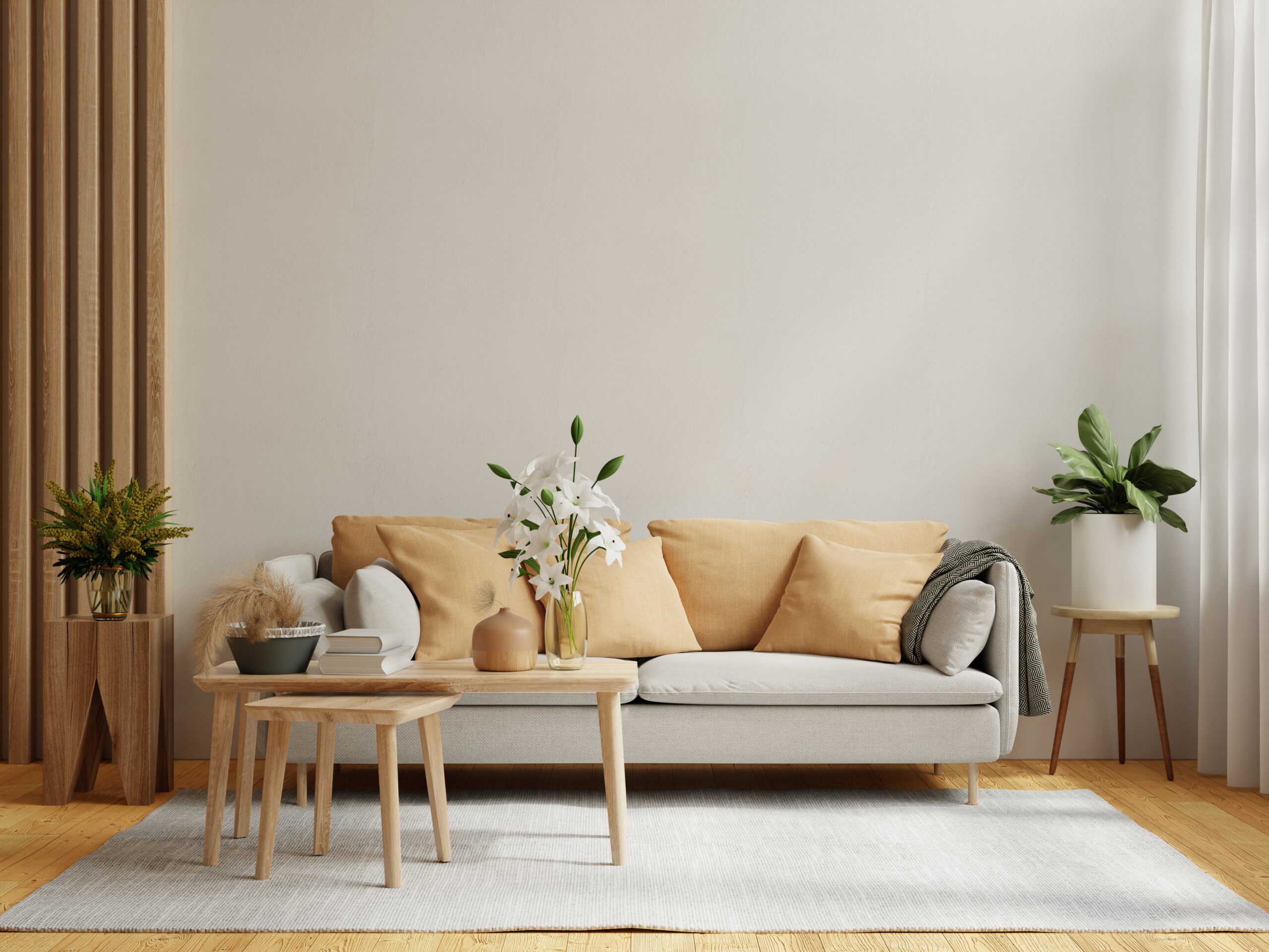 bright cozy modern living room interior have sofa plant with white wall3d rendering scaled