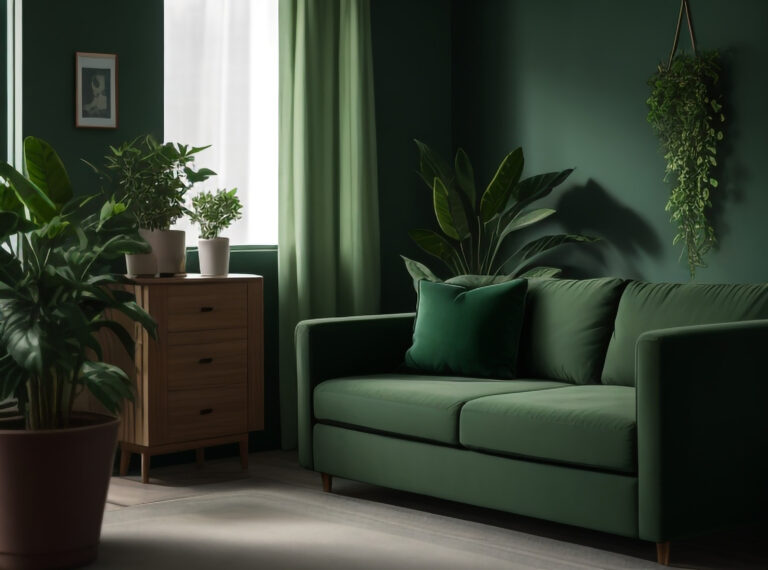 green living room simple minimal ultrarealistic design scaled