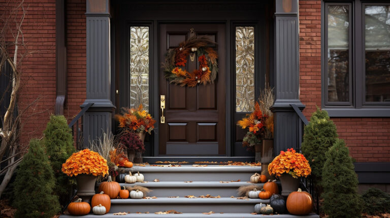 ai generative fall wreath brown front door fall decorations front door steps scaled