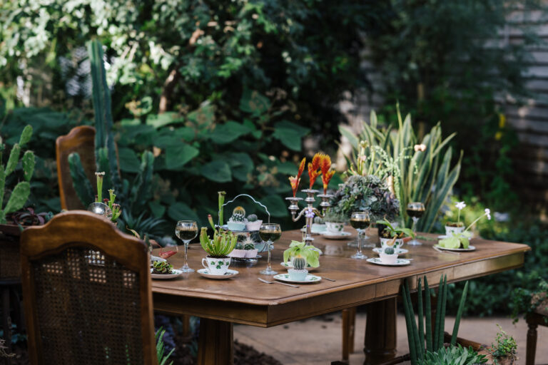 decorated dining table outdoors scaled