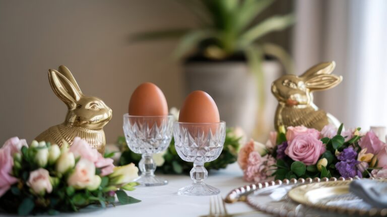 decorated easter eggs floral nest setting scaled