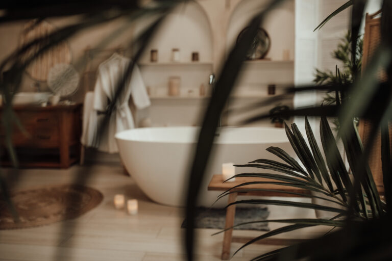 luxury interior big bathroom modern african style with oval bathtub natural lighting scaled