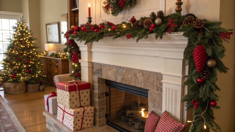 christmas fireplace mantel decor ideas