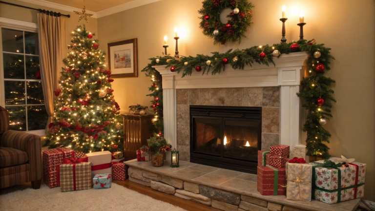 christmas mantel garland ideas full room view
