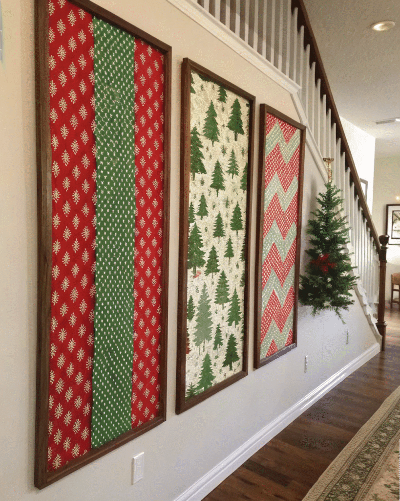 christmas wall art ideas framed fabric panels st