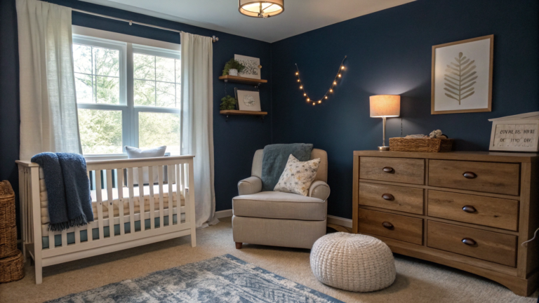 dark blue nursery room design