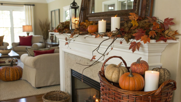 fall inspired fireplace mantel ideas