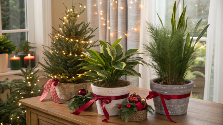 indoor plant christmas decor ideas