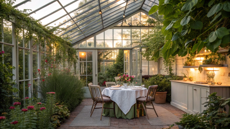 outdoor dining greenhouse ideas day light
