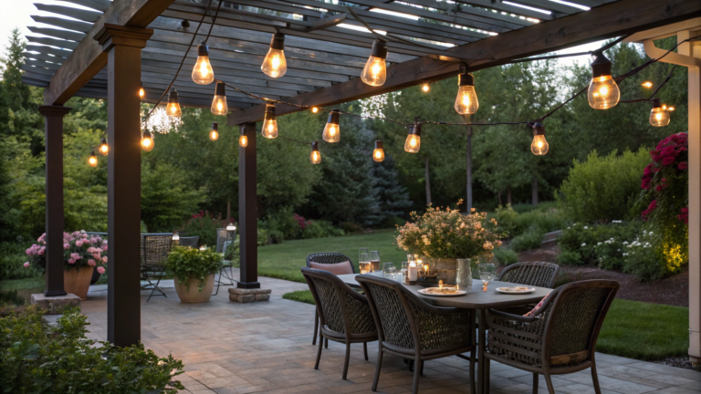 outdoor dining hanging light ideas