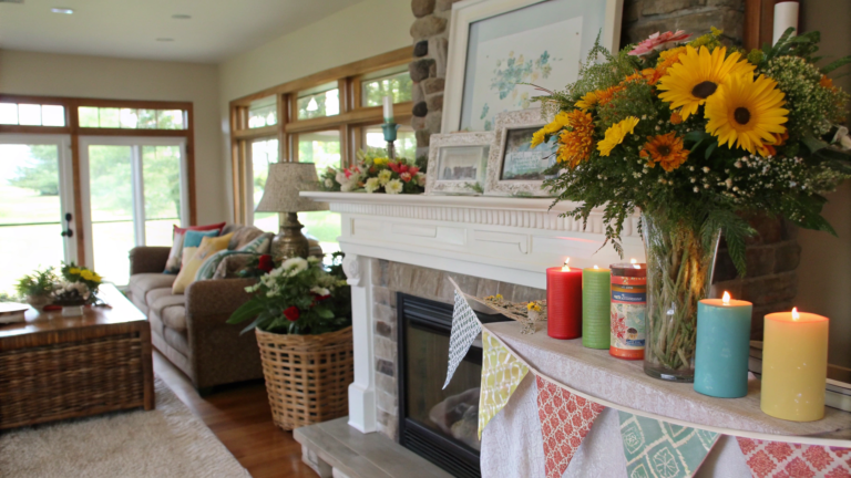 summer fireplace mantel