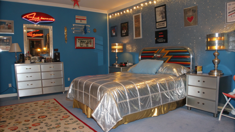 y2k aesthetic bedroom ideas metallic bedding and 1