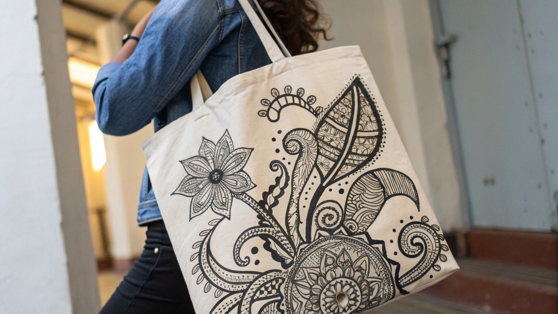 17+ Artistic Line Art Tote Bag Painting Projects