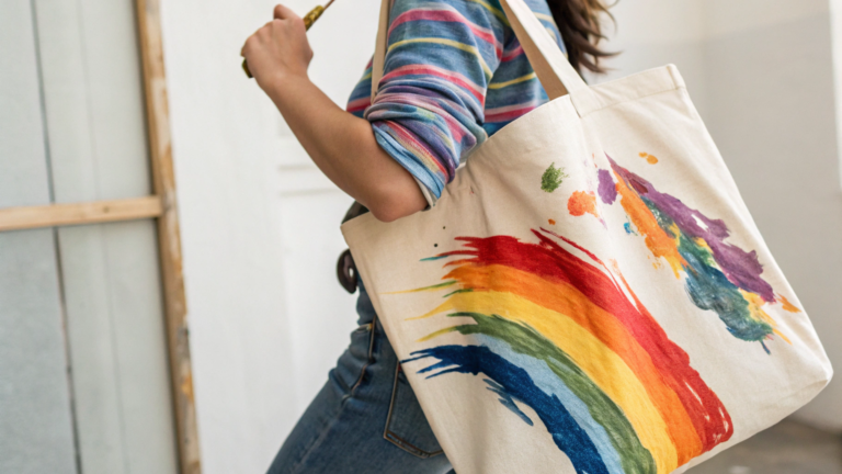 brush stroke painted tote art ideas 1