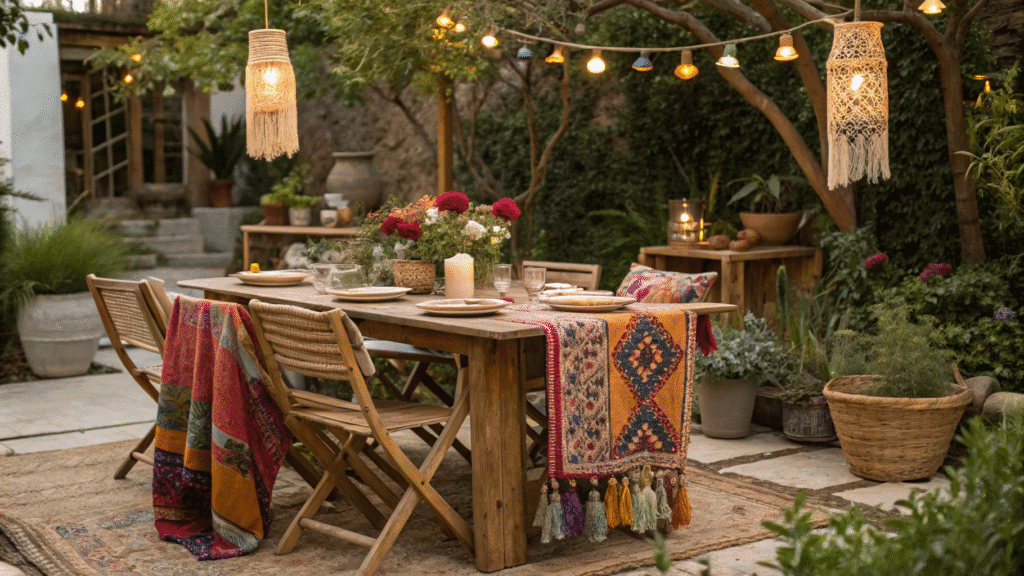 16 outdoor dining boho style ideas for a free spi