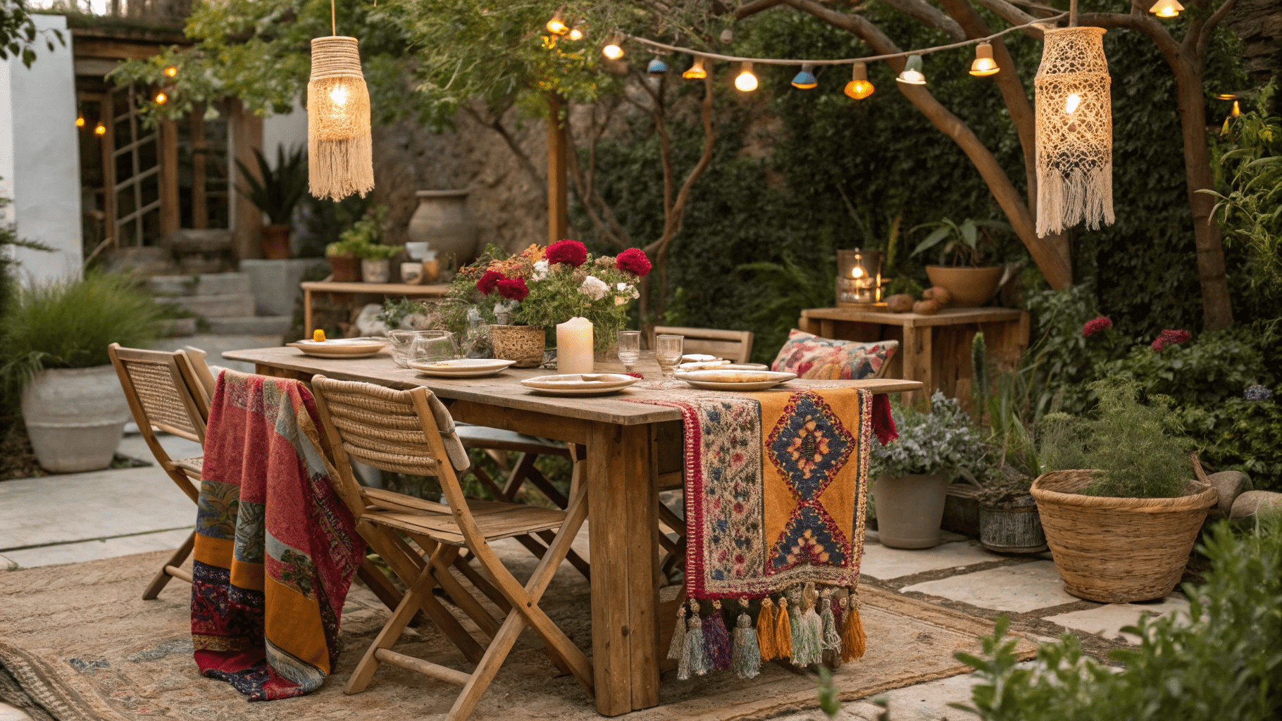 16+ Boho Style Outdoor Dining Ideas for a Free-Spirited Vibe
