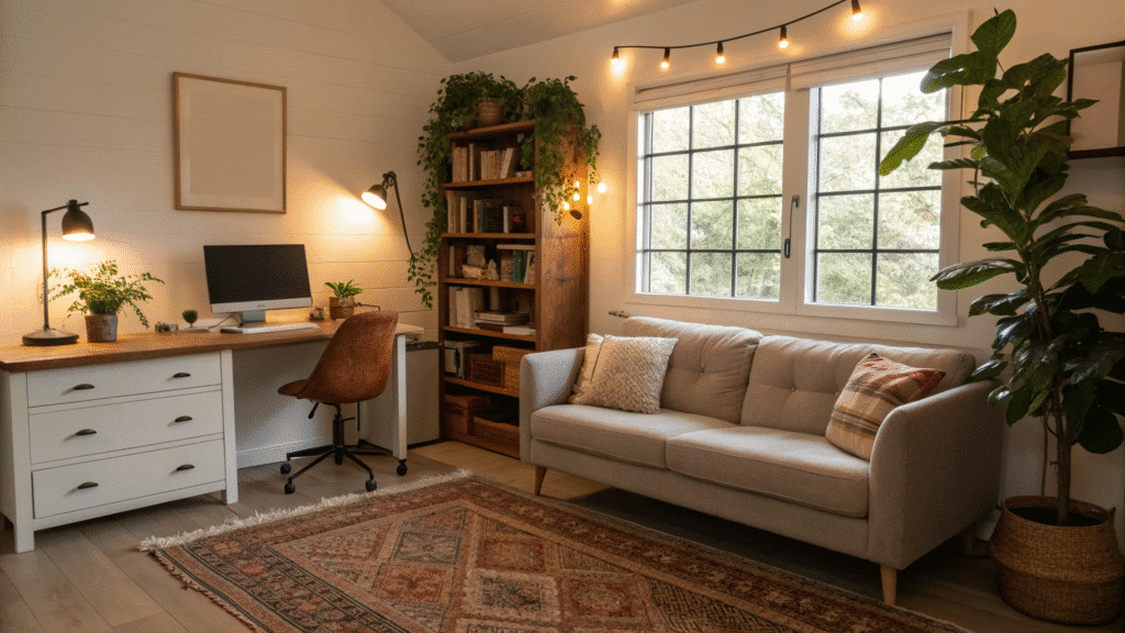 17 cozy home office ideas that include a sofa or c