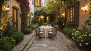 19+ Romantic European Courtyard Dining Ideas for Your Backyard