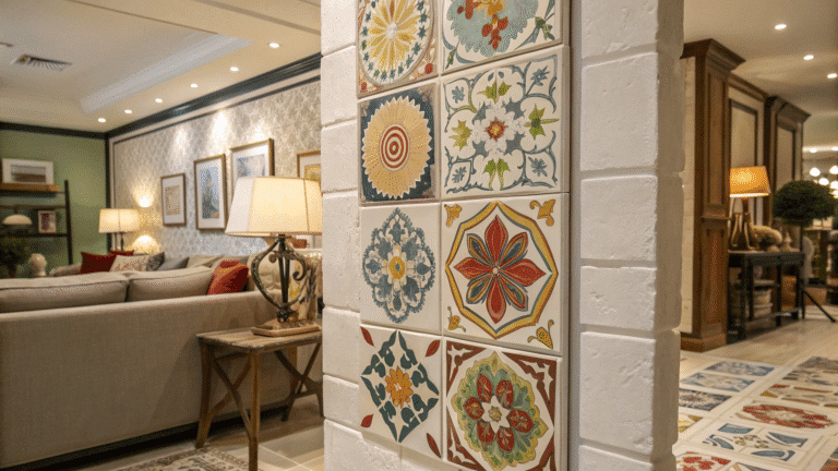 artistic ceramic tile accent ideas for living room