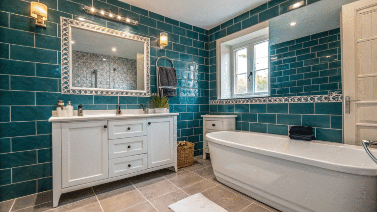 bathroom bold accent wall