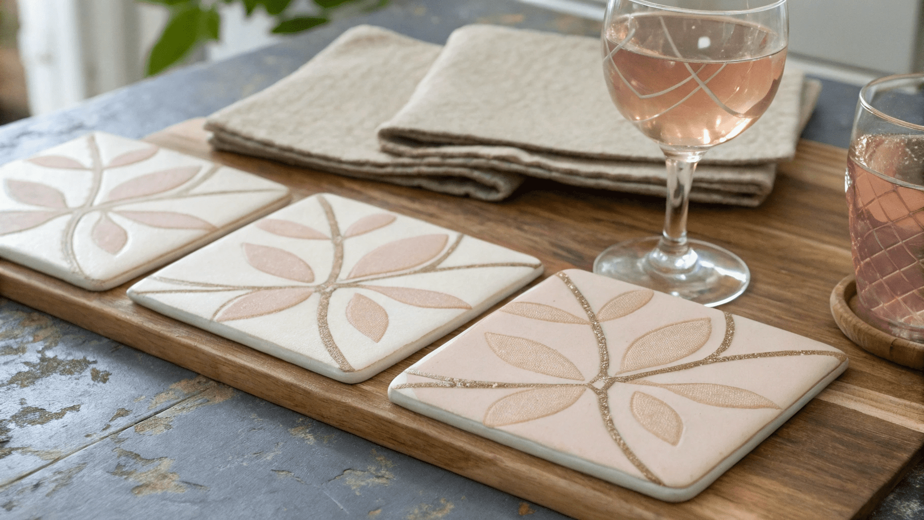 12+ Blush & Beige Painted Coasters for Elegant Interiors