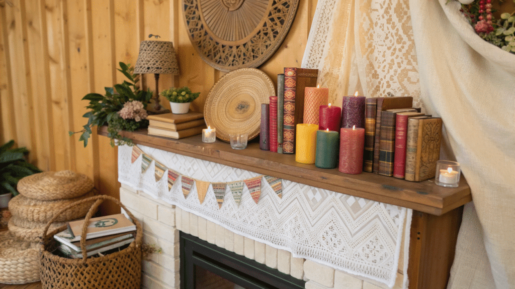 boho fireplace mantel ideas with eclectic charm