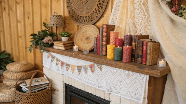 boho fireplace mantel ideas with eclectic charm
