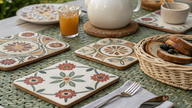 boho pattern coasters for weekend brunch tables