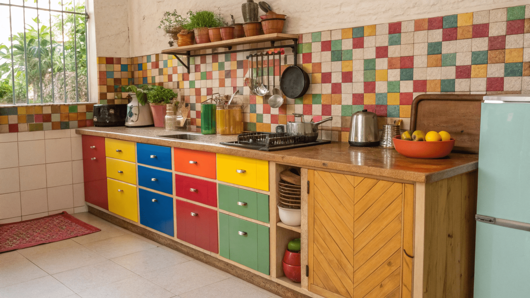 14+ Bold Colorful Kitchen Counter Corner Ideas