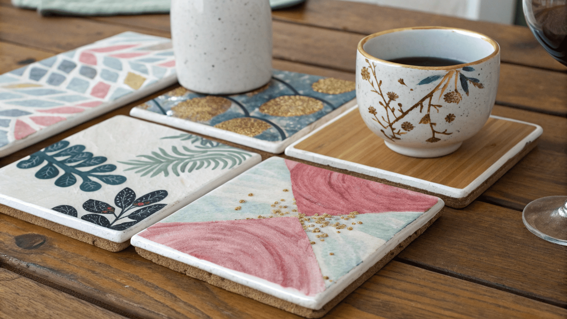 15+ Brush-Blended Painted Coasters for Contemporary Homes