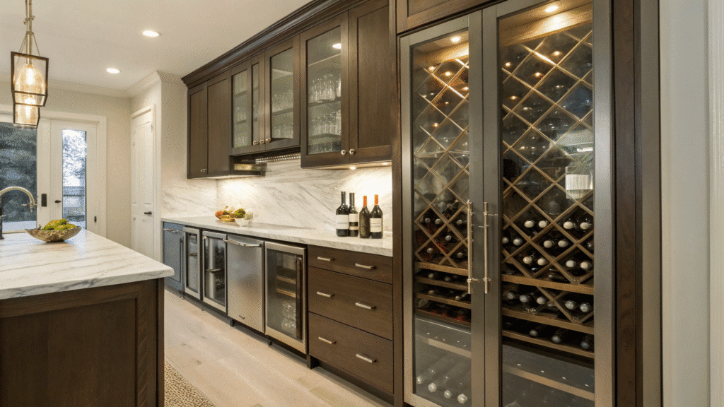 built in wine nook kitchen ideas