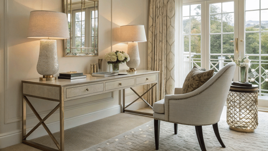 chic living room desk area styling ideas