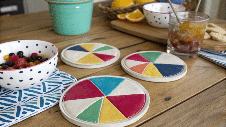 color block painted coasters for playful homes