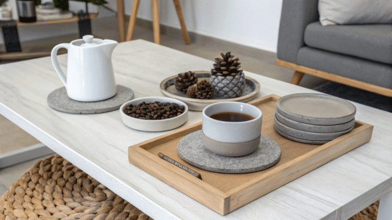cool gray taupe coasters for minimal home decor