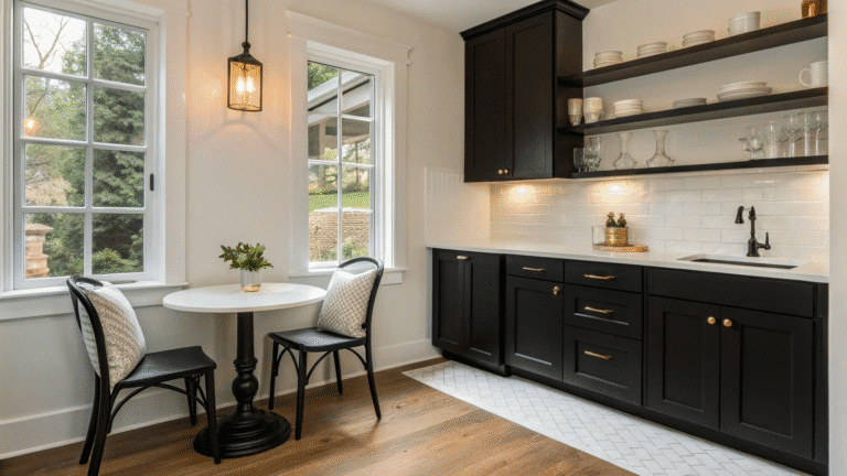 cozy black and white kitchen nook ideas