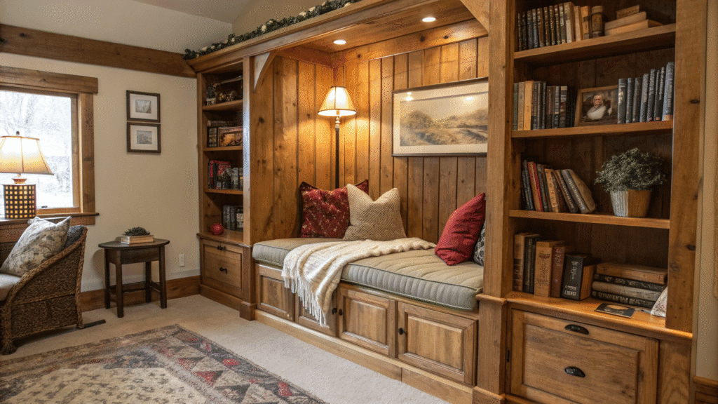 cozy wooden alcove ideas for living room
