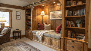 14+ Cozy Wooden Alcove Ideas for Living Room