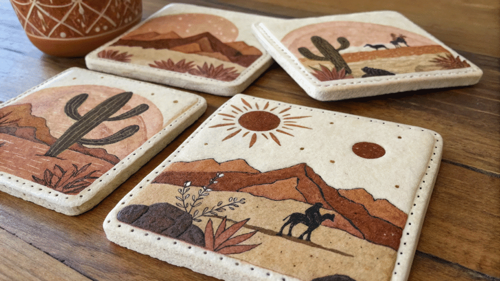 desert inspired painted coasters for warm boho in 1 1
