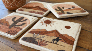18+ Desert-Inspired Painted Coasters for Warm Boho Interiors