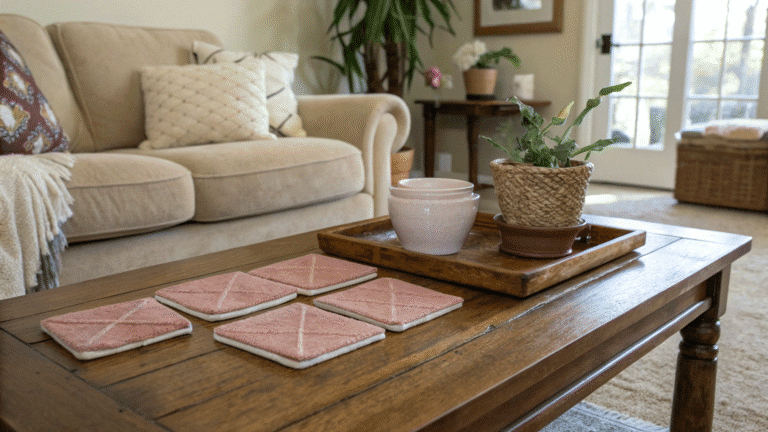 dusty rose coasters for calm living room corners