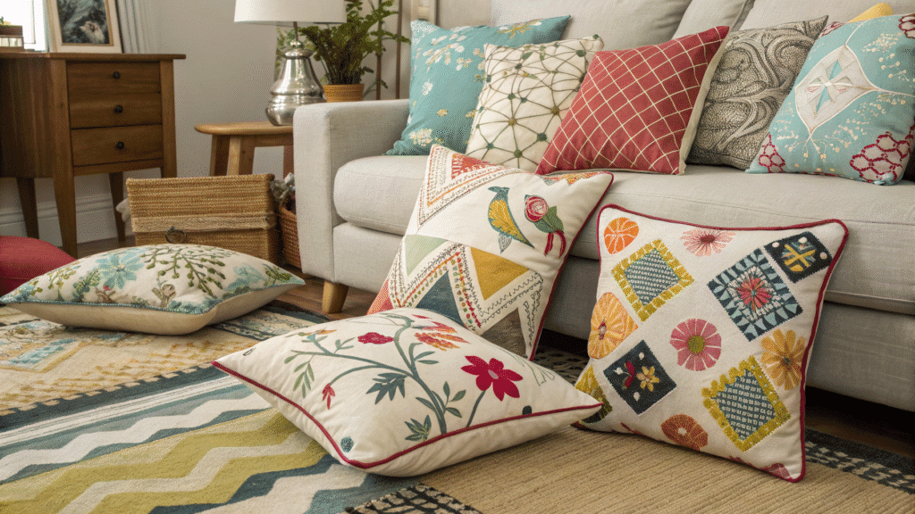 eclectic patterned cushion ideas for living room