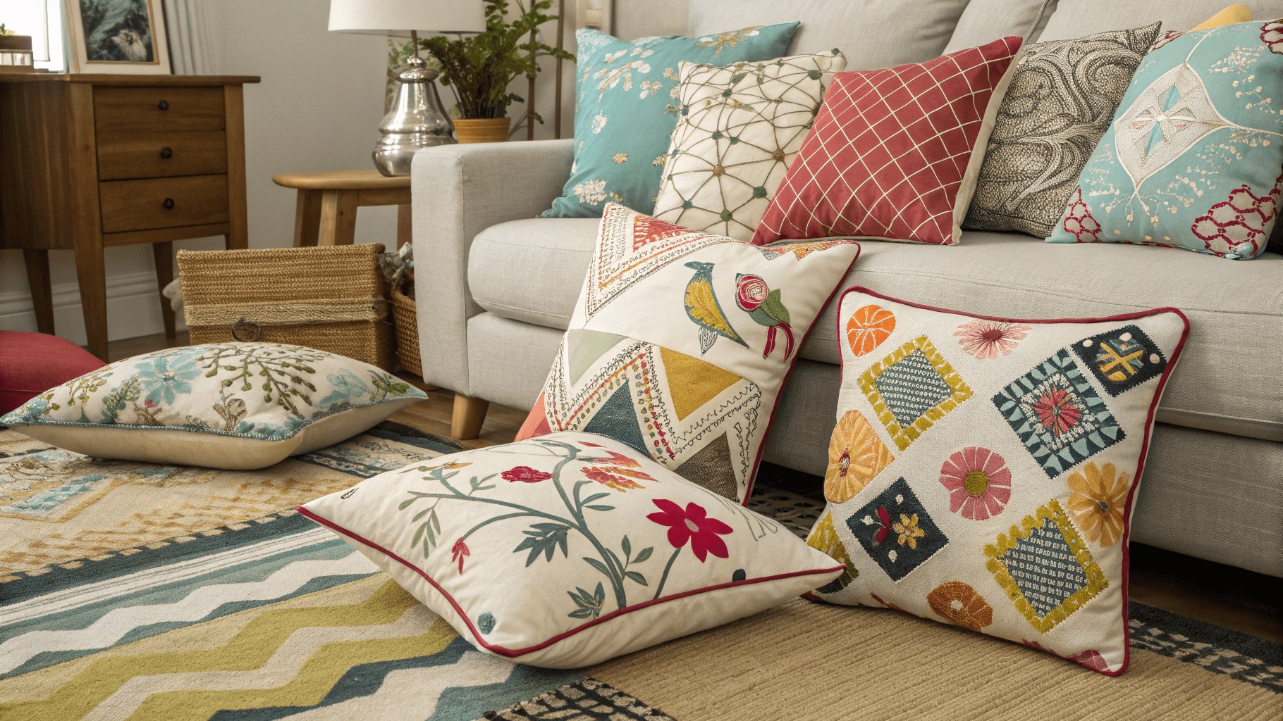 18+ Eclectic Patterned Cushion Ideas for Living Room