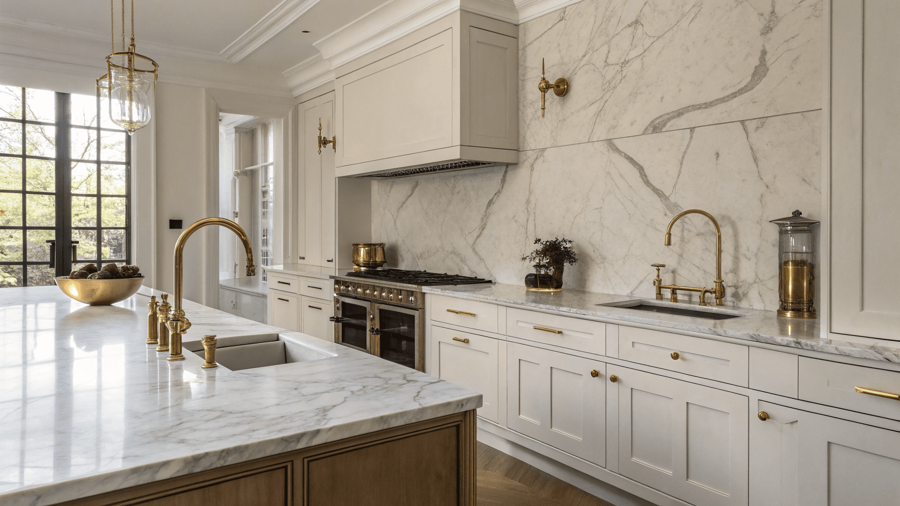 18+ Elegant Marble and Brass Kitchen Combo Ideas