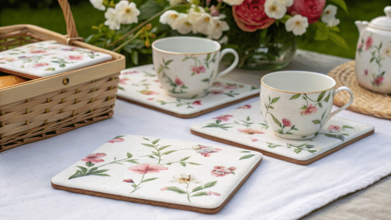 floral garden coasters for tea parties picnics