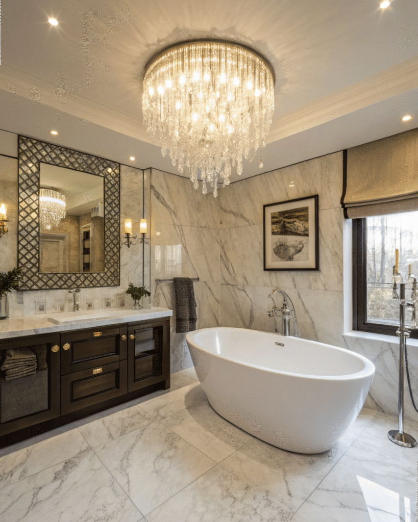 glam bathroom ideas statement chandelier a chand