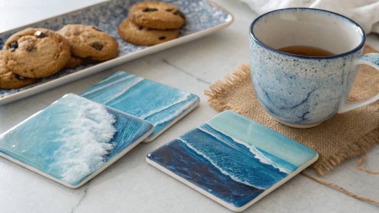 gradient blue coasters inspired by ocean breezes