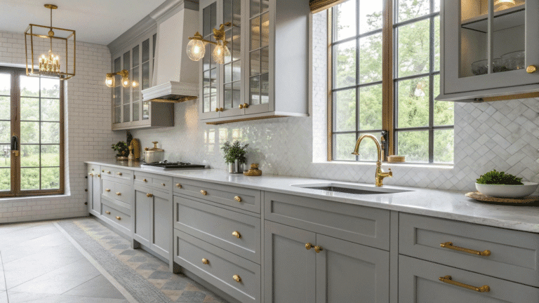 gray and brass kitchen ideas