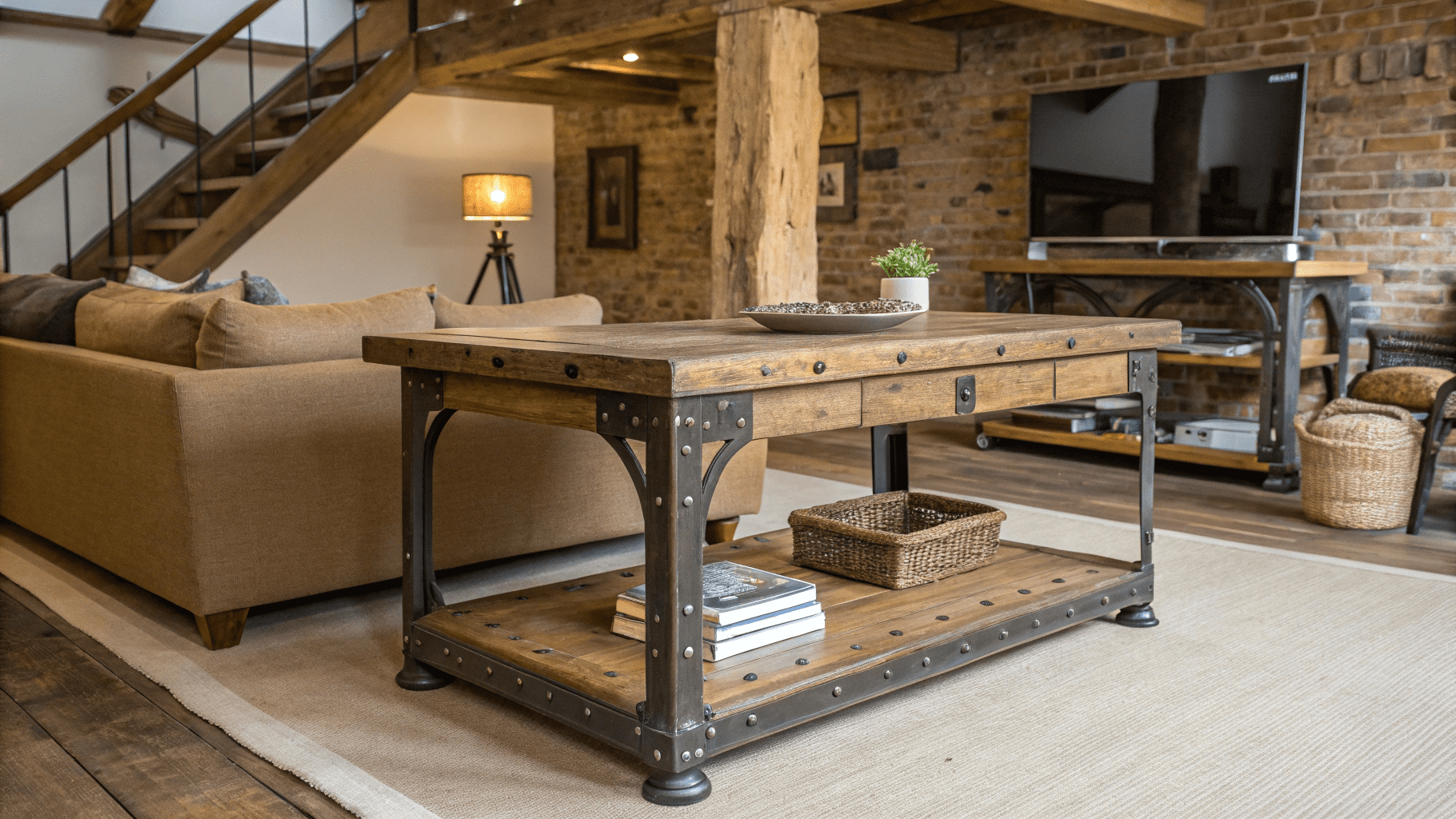 19+ Industrial Farmhouse Side Table Ideas for Living Room