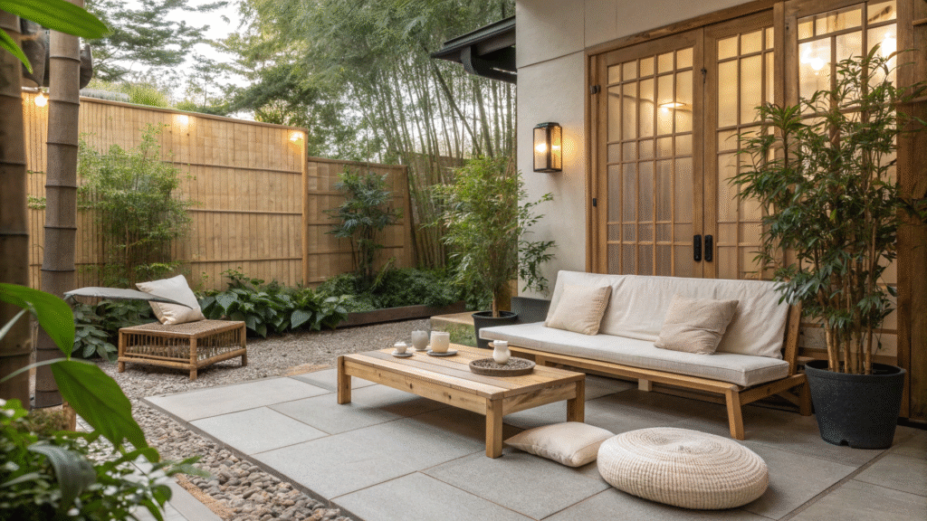 japandi style patio ideas for calm outdoor vibes
