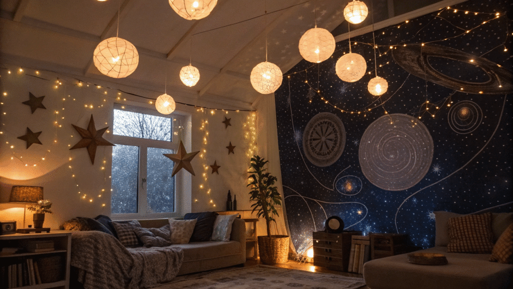magical celestial living room decor idea